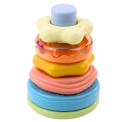 Sensorická věž z kroužků – pastelová 17cm | pro nejmenší