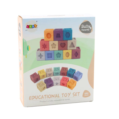 Sensorické kostky měkké edukační strukturované barevné 12ks