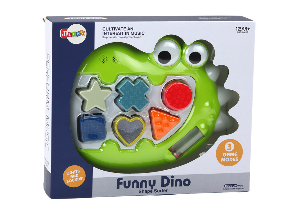 Sensorický třídič dinosaurus – s melodiemi a světly | bílo zelený