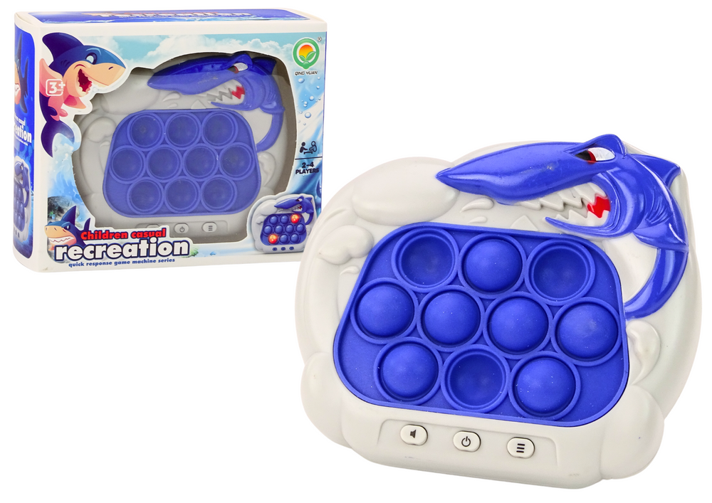 Senzorická hra Pop It žralok se světly a zvuky modrá