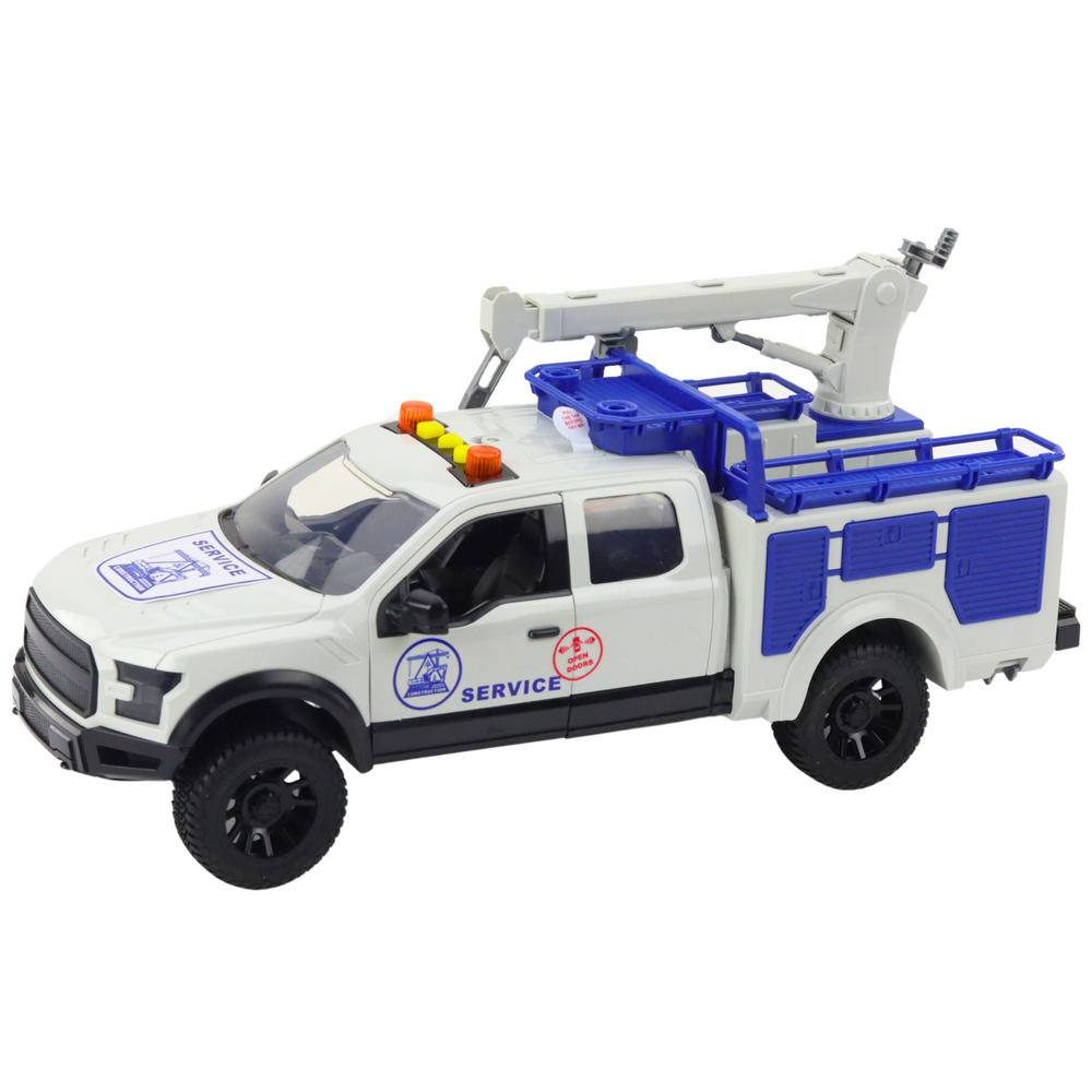 Servisní auto s jeřábem – světla zvuky bílé | 1:12