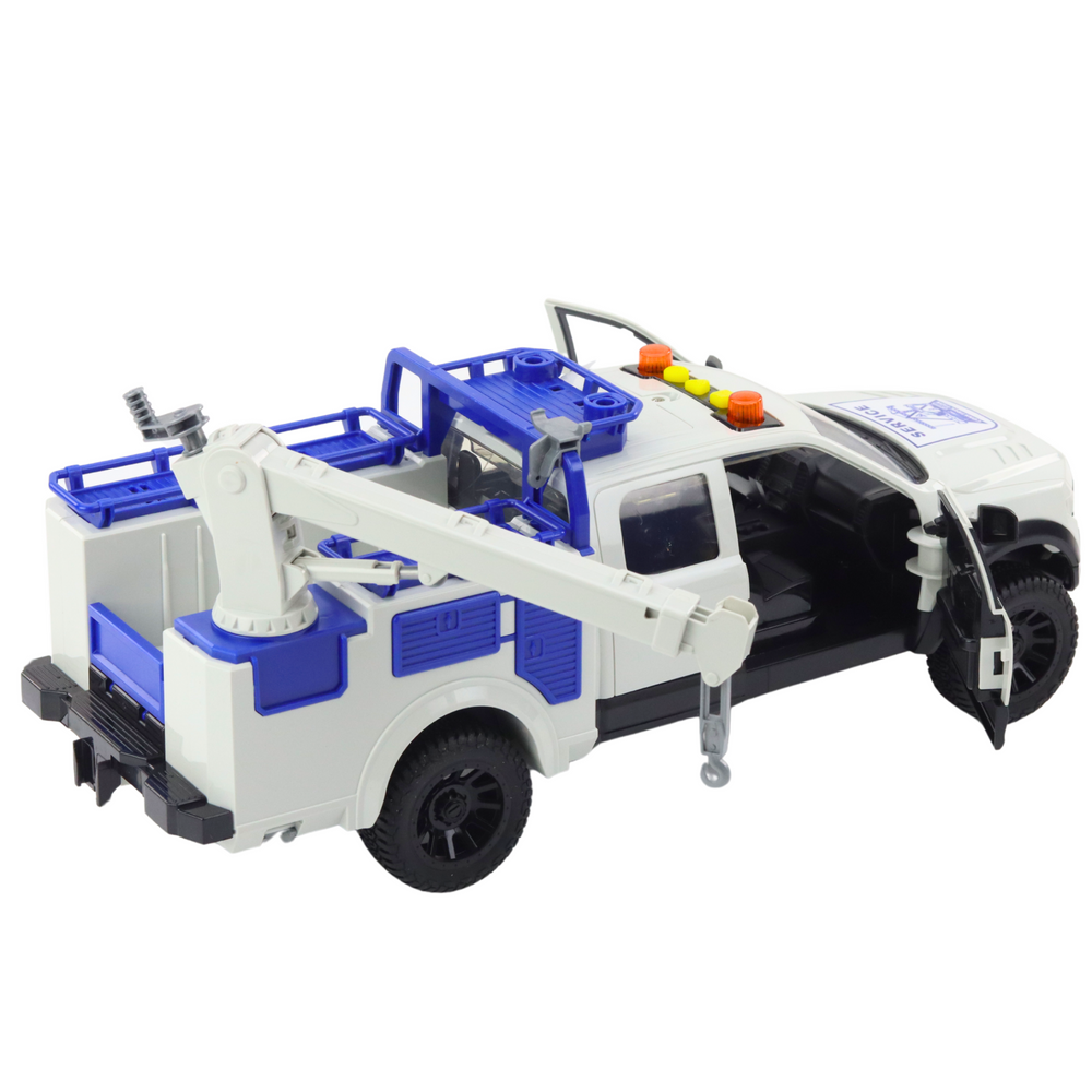 Servisní auto s jeřábem – světla zvuky bílé | 1:12