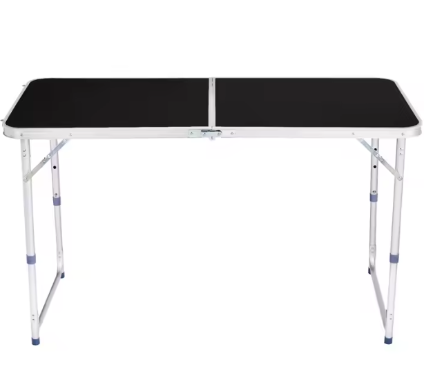 Skládací kempingový stůl nastavitelný hliníkový černý 120×60 cm
