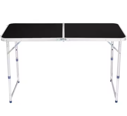 Skládací kempingový stůl nastavitelný hliníkový černý 120×60 cm