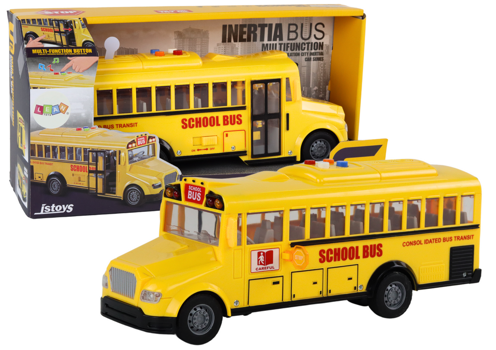 Školní autobus se zvuky a světly – žlutý model 1:16