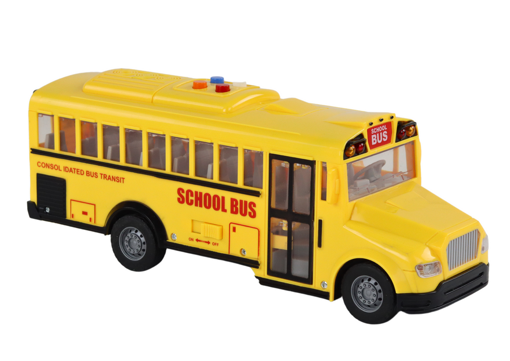 Školní autobus se zvuky a světly – žlutý model 1:16