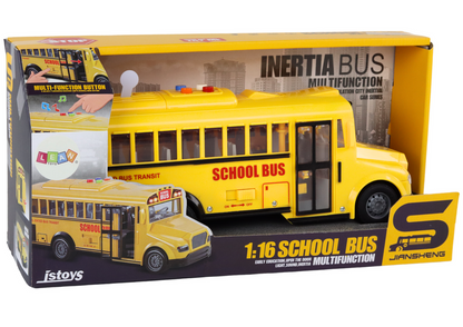 Školní autobus se zvuky a světly – žlutý model 1:16