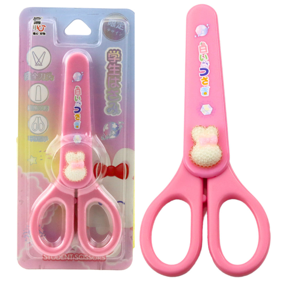 Školní nůžky s ochranným krytem ozdobný bílý zajíček 14cm