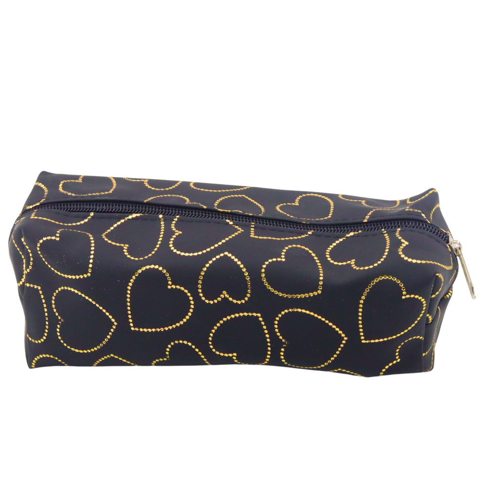 Školní penál jednokomorový – se zlatými srdíčky černý 20x8cm