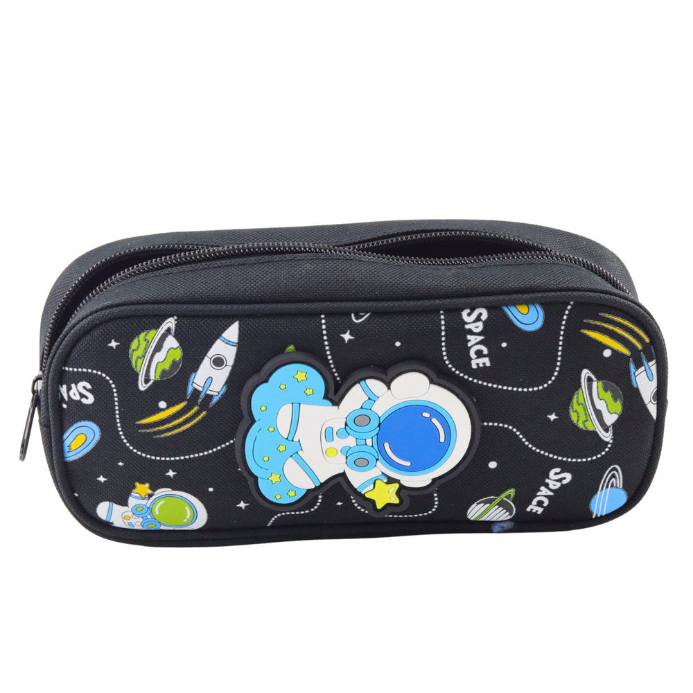 Školní penál kosmonaut dvě kapsy černý