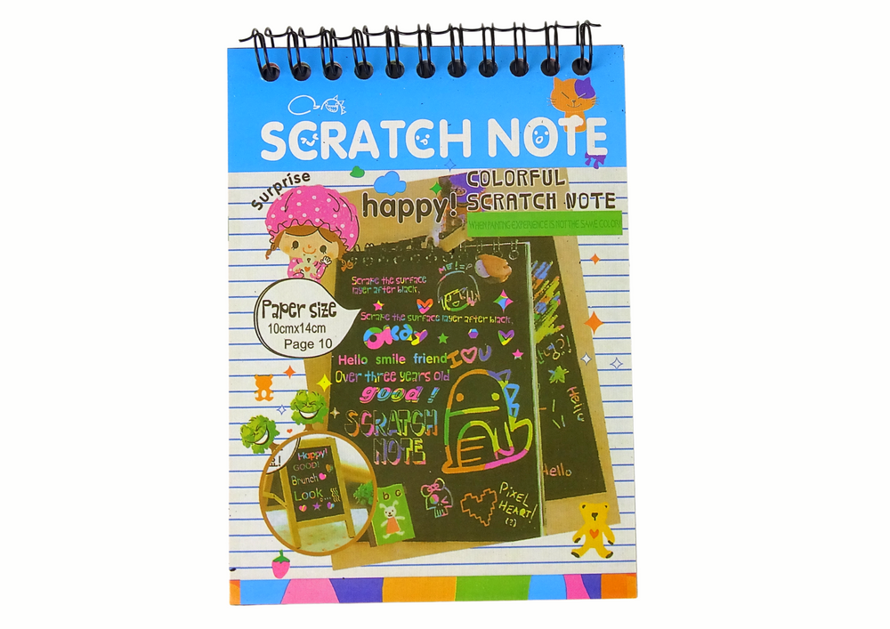 Škrabací notes pro děti s dřevěným rydlem 10 kartek modrý