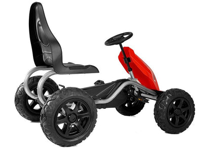 Šlapací gokart s nafukovacími koly a ruční brzdou červený