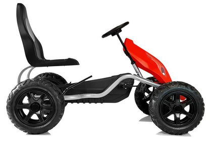 Šlapací gokart s nafukovacími koly a ruční brzdou červený