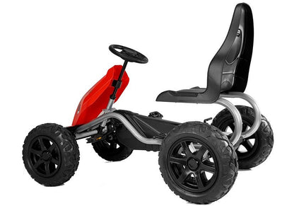 Šlapací gokart s nafukovacími koly a ruční brzdou červený