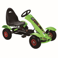 Šlapací gokart s nafukovatelnými koly a ruční brzdou zelený