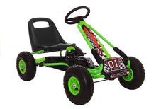 Šlapací gokart s nafukovatelnými koly a ručními brzdami zelený