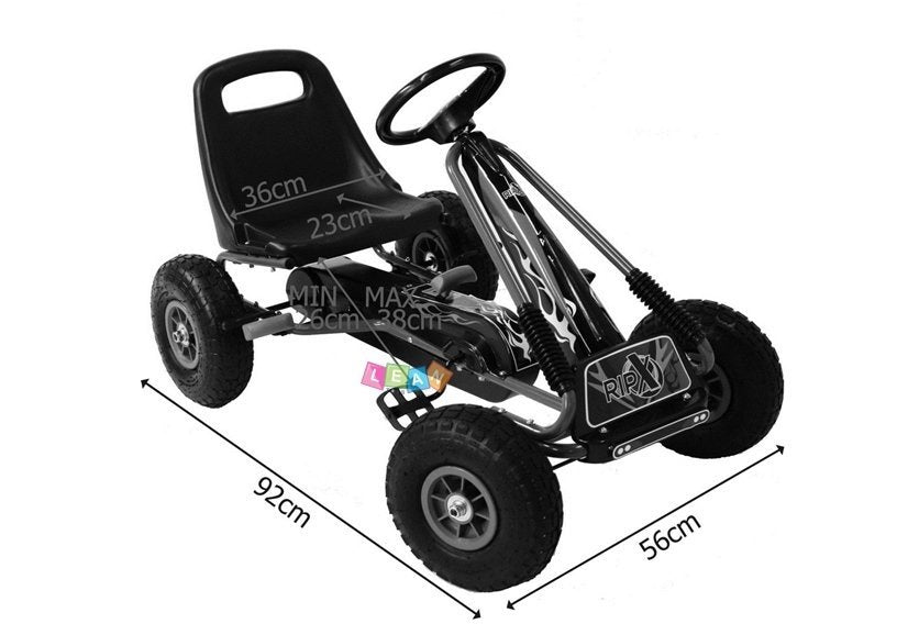 Šlapací gokart s nafukovatelnými koly a ručními brzdami zelený