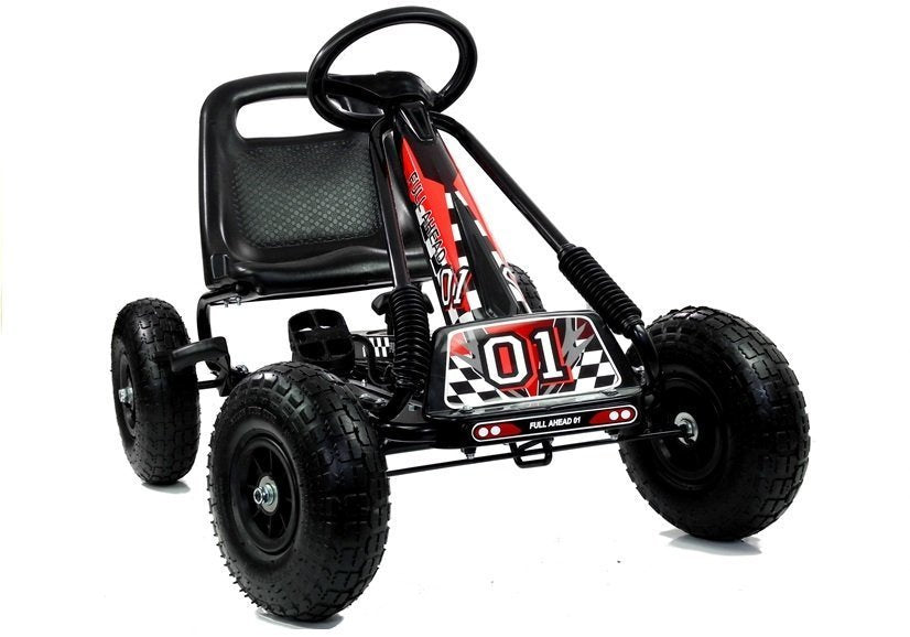 Šlapací gokart s ručními brzdami a nastavitelným sedadlem černý