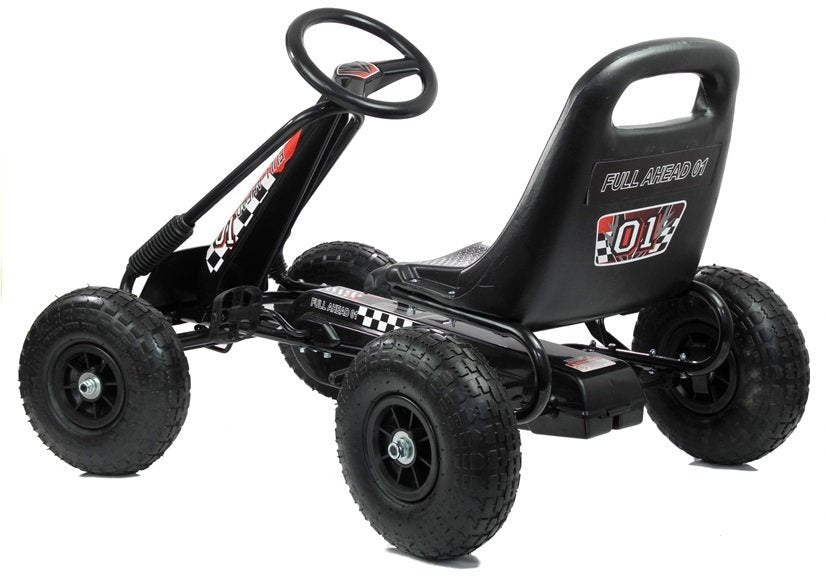 Šlapací gokart s ručními brzdami a nastavitelným sedadlem černý