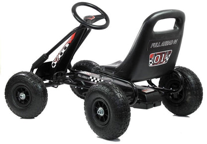 Šlapací gokart s ručními brzdami a nastavitelným sedadlem černý