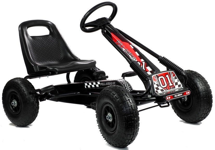 Šlapací gokart s ručními brzdami a nastavitelným sedadlem černý