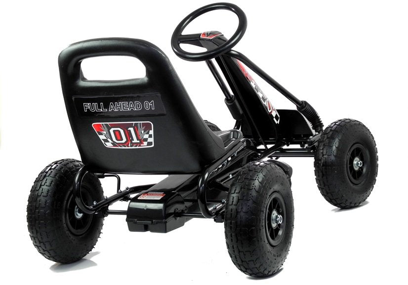 Šlapací gokart s ručními brzdami a nastavitelným sedadlem černý