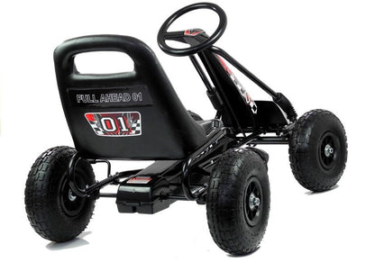 Šlapací gokart s ručními brzdami a nastavitelným sedadlem černý