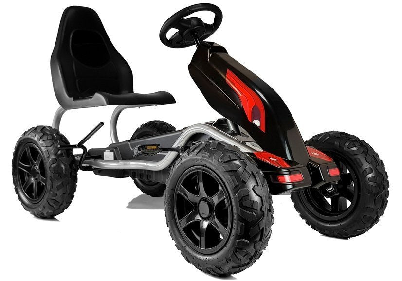Šlapací motokára s nafukovatelnými koly a ruční brzdou – černá