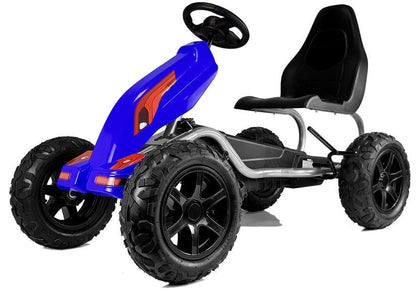 Šlapací motokára s nafukovatelnými koly a ruční brzdou modrá