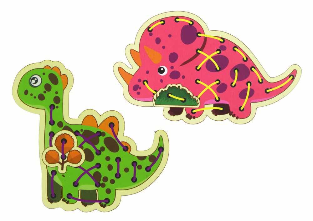 Šnurovací hra Dinosauří ráj – s 5 dinosaury a šňůrkami