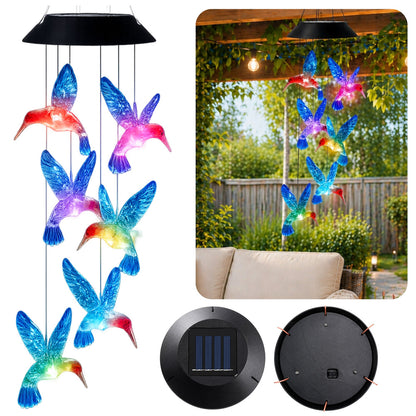 Solární LED lampa Kolibři s barevným světlem