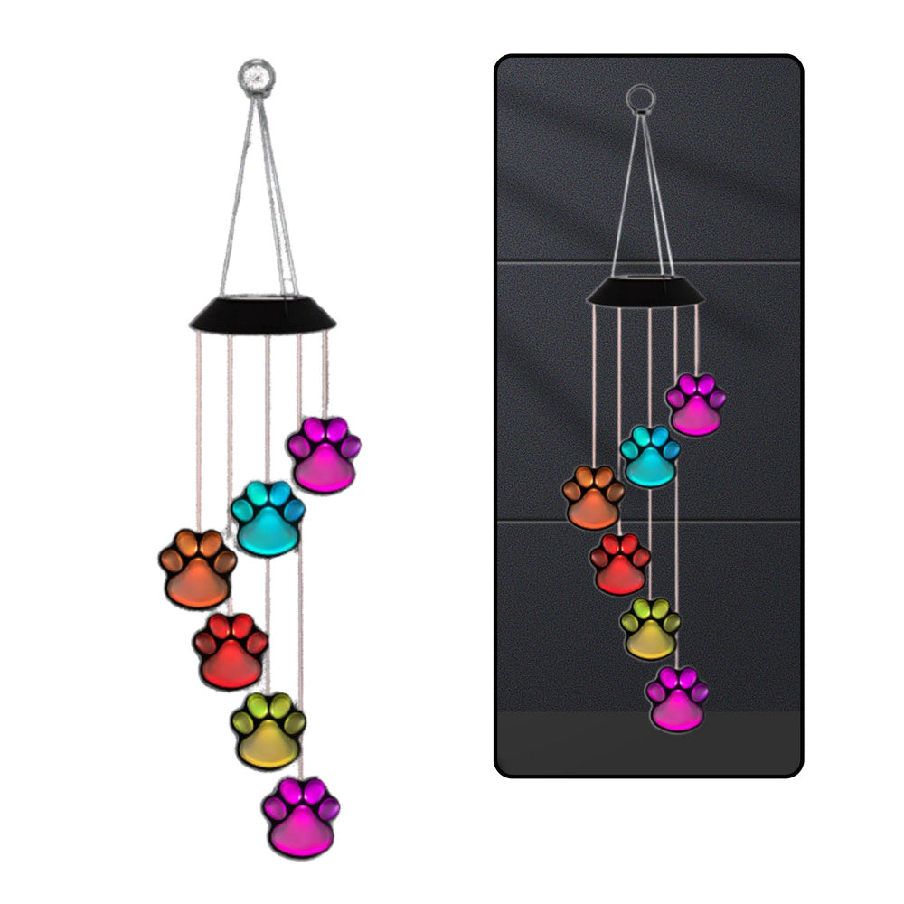 Solární LED lampička psí tlapky – zahradní barevné 70cm