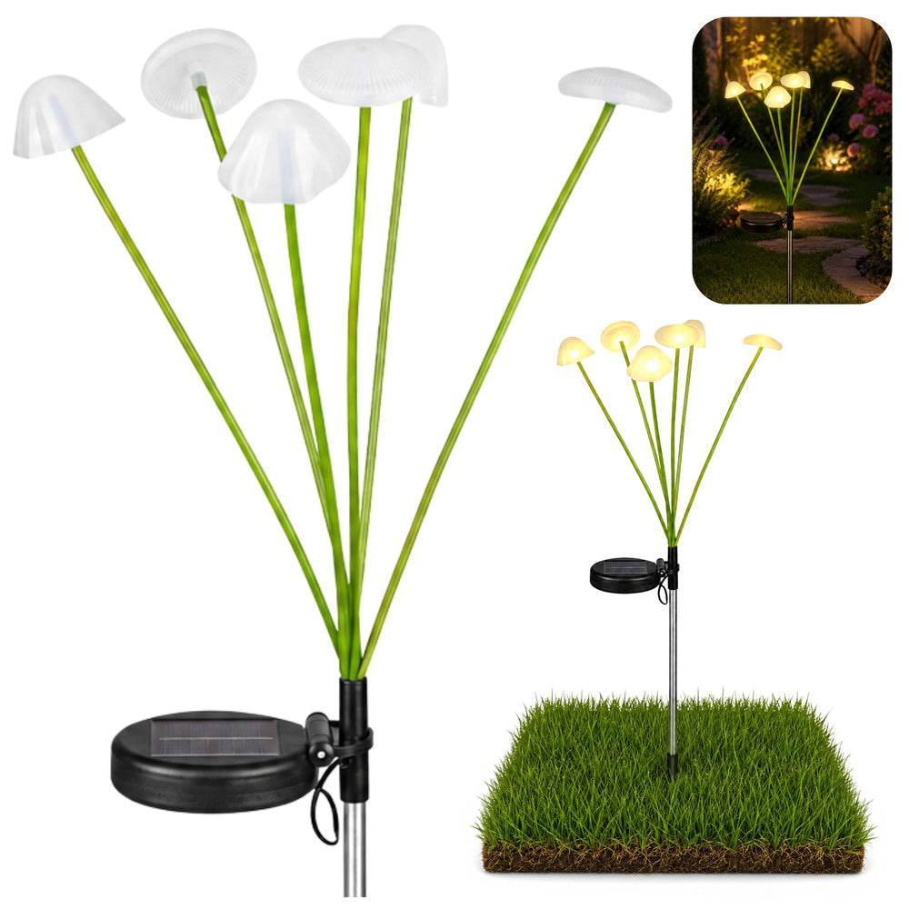 Solární zahradní lampa dekorativní houbičky s LED světlem 70cm