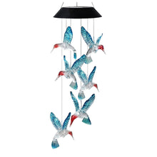 Solární zahradní zvonkohra LED – kolibříci modré 70cm
