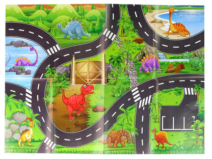 Sportovní autíčka s dinosaury – dopravní značky v kufříku