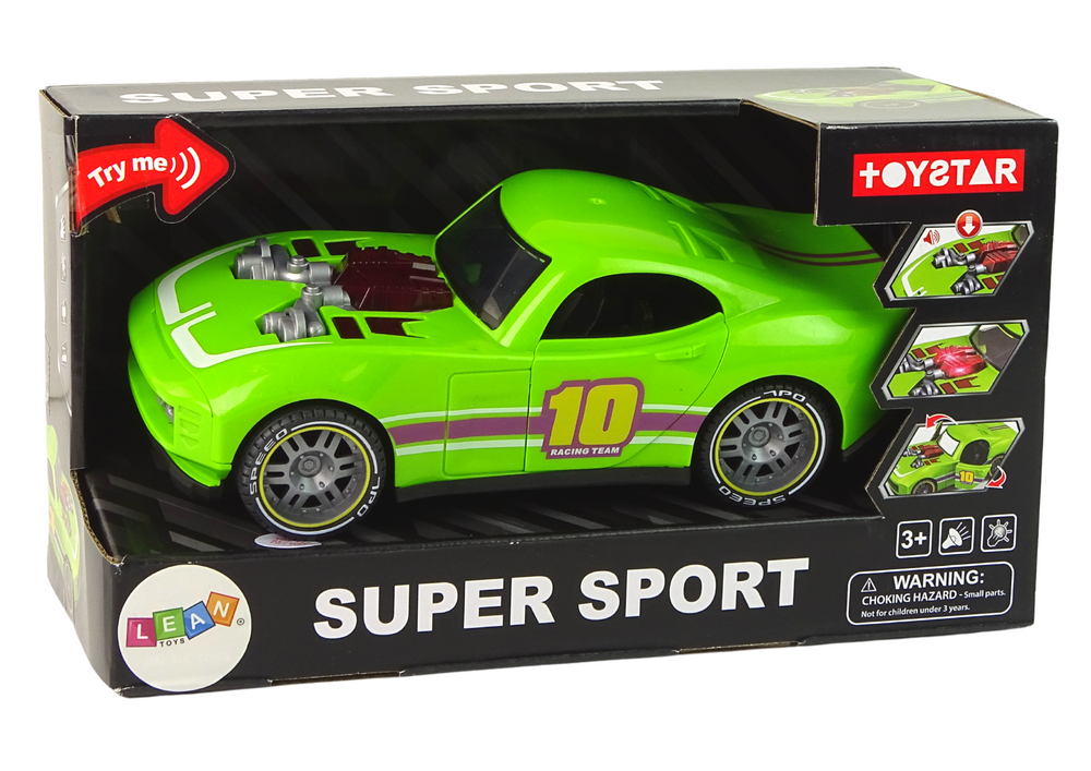 Sportovní auto 1:14 se zvuky a světly – zelené s dveřmi