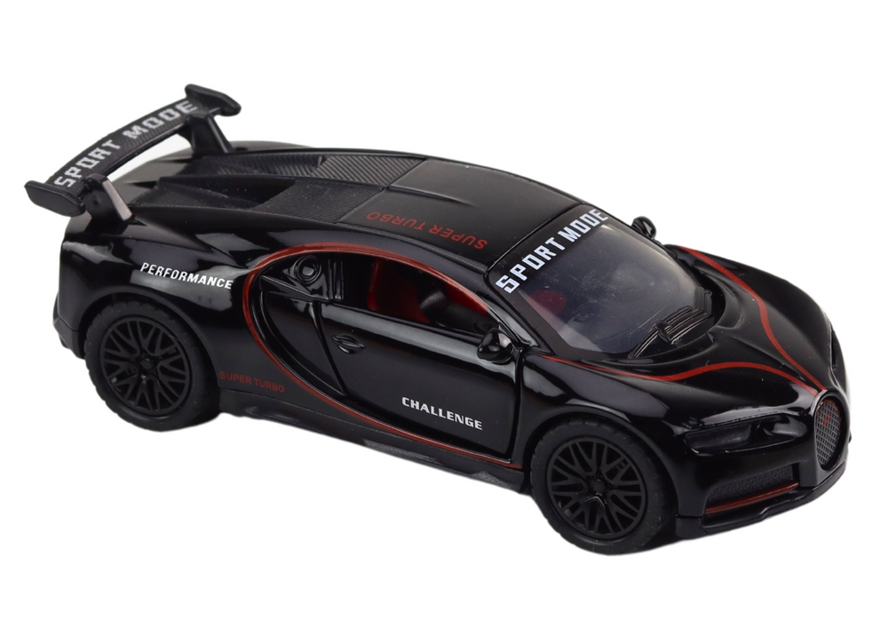 Sportovní auto 1:32 s figurkou a spoilerem kovové černé se zvuky
