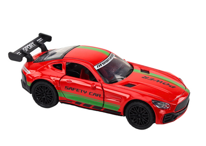 Sportovní auto 1:32 se zvuky a figurkou – červené kovové