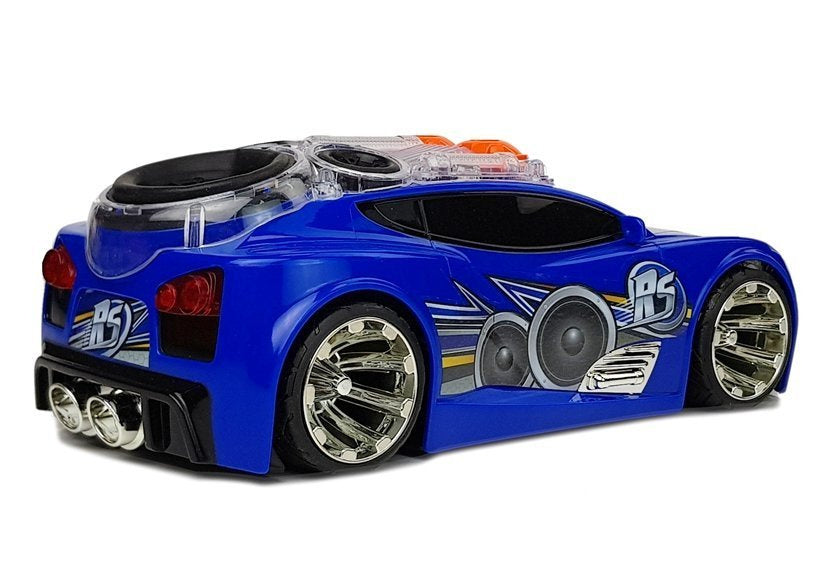 Sportovní auto DJ s reproduktory na střeše hudba světla