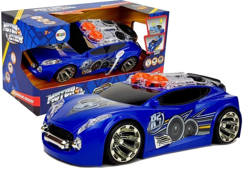 Sportovní auto DJ s reproduktory na střeše hudba světla
