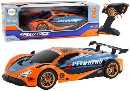 Sportovní auto na dálkové ovládání 1:10 – s LED světly | oranžové