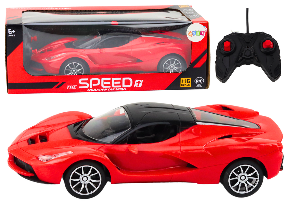 Sportovní auto na dálkové ovládání 1:16 s LED světly červené