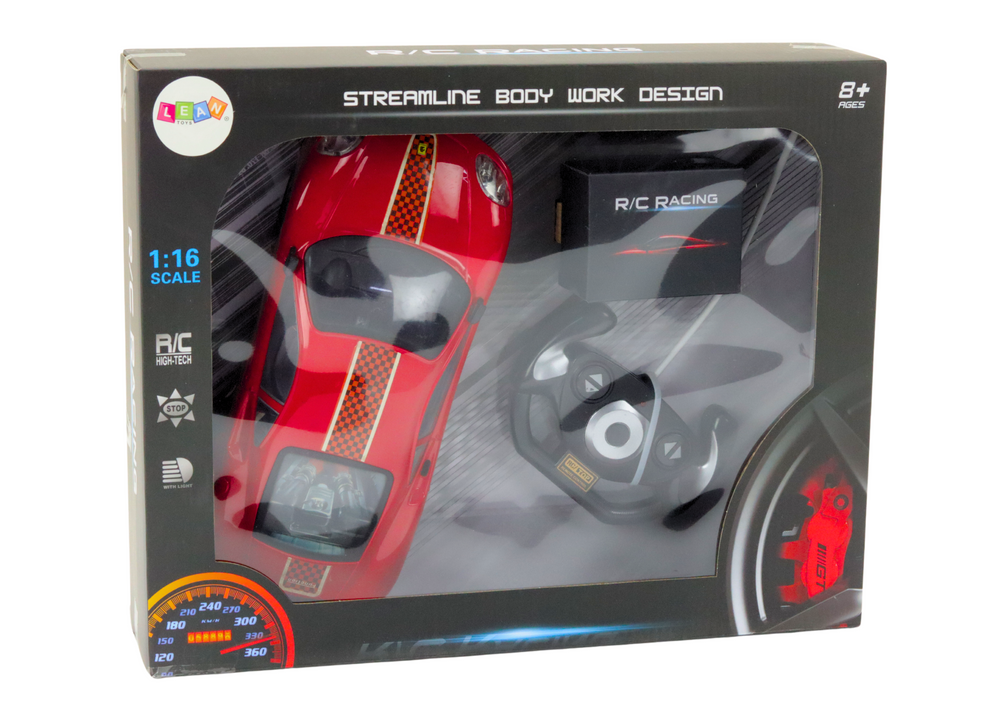 Sportovní auto na dálkové ovládání 1:16 s pilotem červené