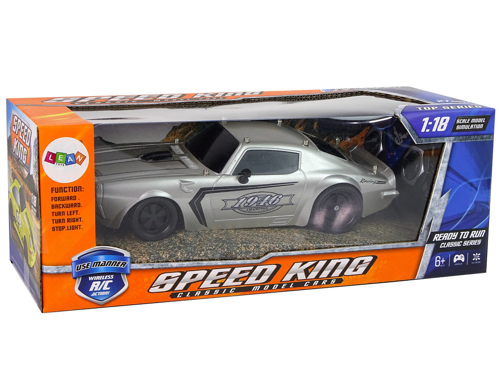 Sportovní auto na dálkové ovládání 1:18 s pilotem stříbrné