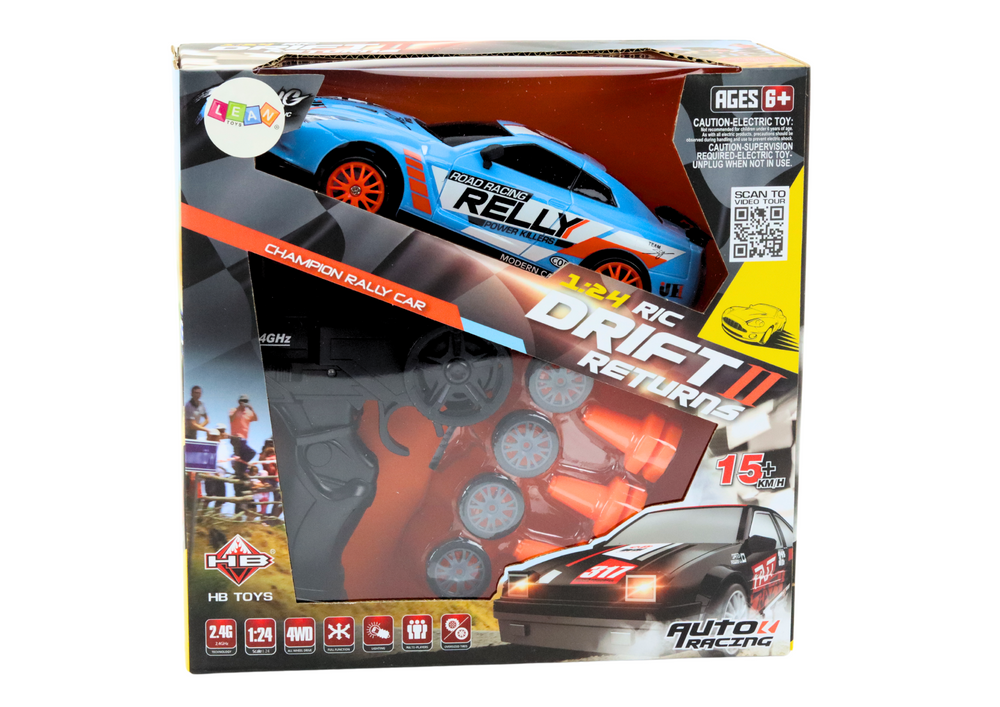 Sportovní auto na dálkové ovládání 1:24 s výměnnými koly modré