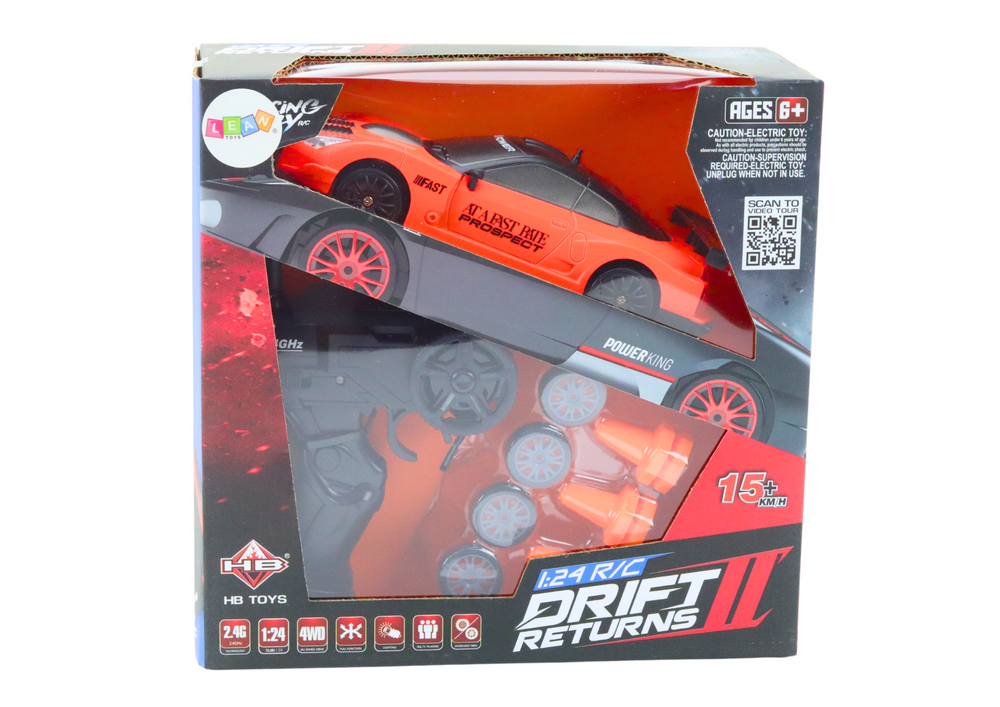 Sportovní auto na dálkové ovládání 1:24 s výměnnými koly oranžové