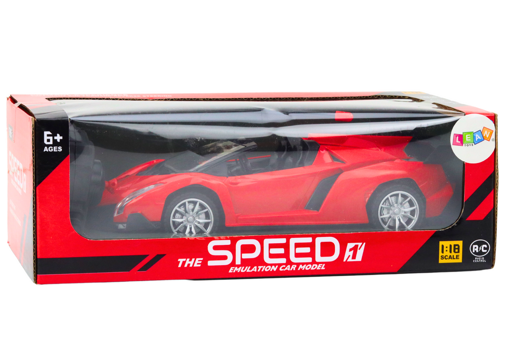 Sportovní auto na dálkové ovládání RC 1:18 s LED světly červené