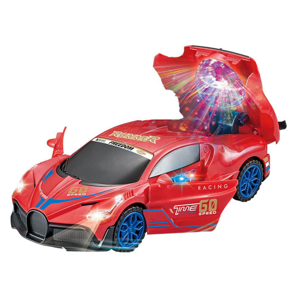 Sportovní auto se senzorem překážek LED koule otáčení 360° červené
