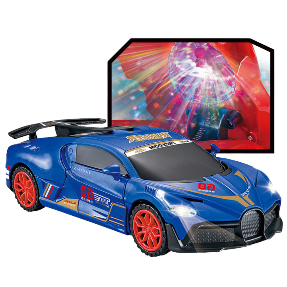 Sportovní auto se senzorem překážek LED koule otáčení 360° modré