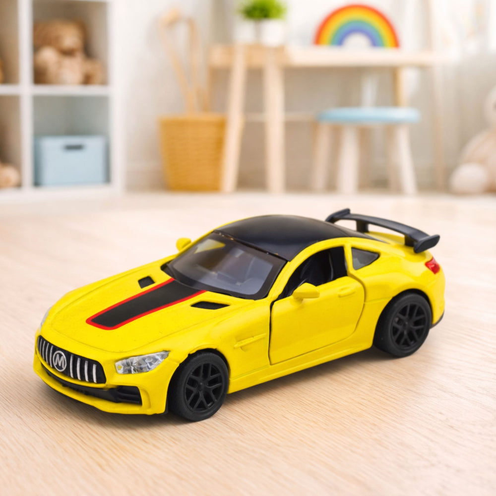 Sportovní auto se světly a zvuky – kovové žluté 1:32
